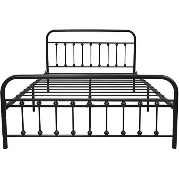 Black Metal Bed Frame Full Size with Headboard and Footboard Single Platform Mattress Base,Metal Tube and Iron-Art Bed(Full,Black) Full Black