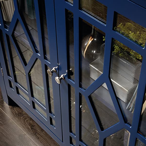 Sauder Shoal Creek Display Cabinet, Indigo Blue finish
