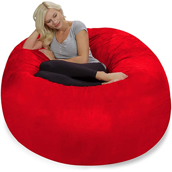 Chill Sack Bean Bag Chair: Giant 5' Memory Foam Furniture Bean Bag - Big Sofa with Soft Micro Fiber Cover - Navy Microsuede - Navy