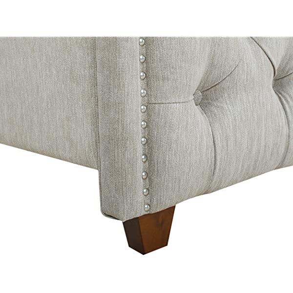 Jennifer Taylor Home Marcella Collection Queen Wingback Tufted Hand-Applied Nail Heads Upholstered Bed, Antique White Antique White Queen