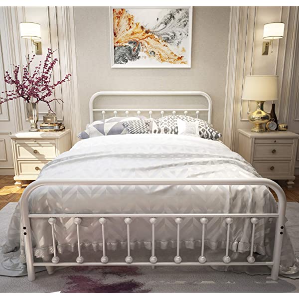 Black Metal Bed Frame Full Size with Headboard and Footboard Single Platform Mattress Base,Metal Tube and Iron-Art Bed(Full,Black) Full Black