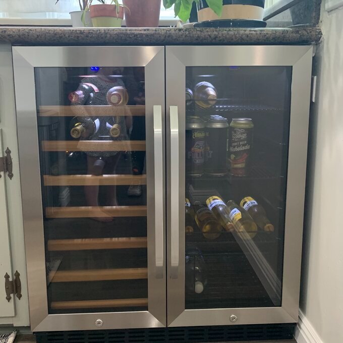 33 Bottle and 70 Can Dual Zone Freestanding Wine and Beverage Refrigerator