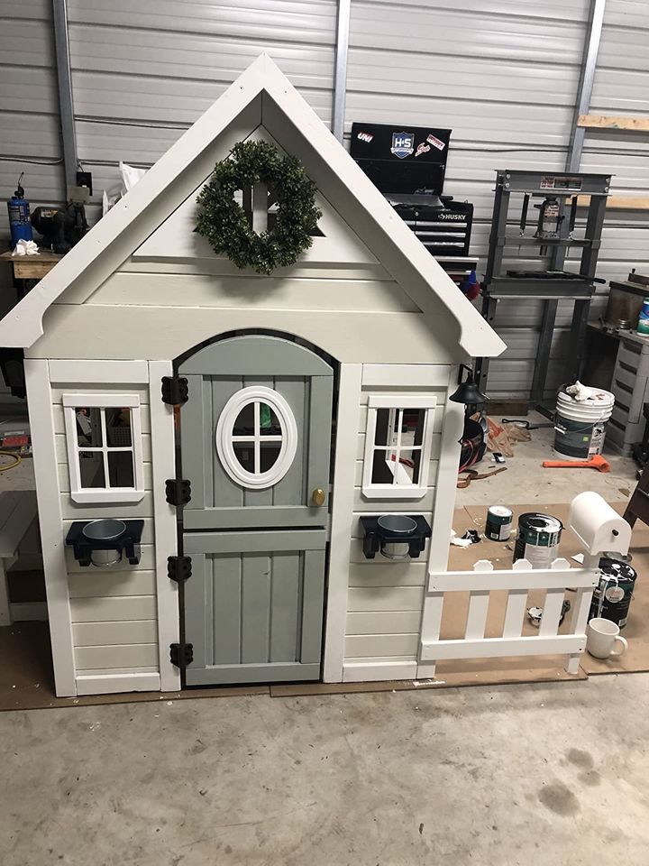 Aspen All Cedar Wooden Playhouse, Country Style, Dutch Front Door, Flower Pot Holders