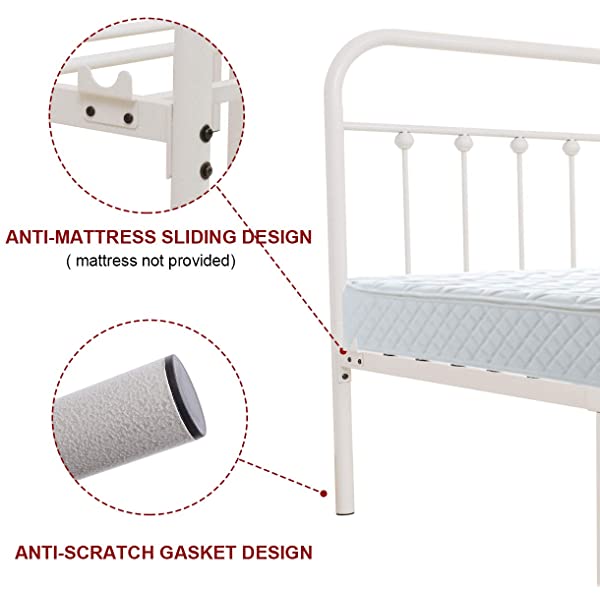 Black Metal Bed Frame Full Size with Headboard and Footboard Single Platform Mattress Base,Metal Tube and Iron-Art Bed(Full,Black) Full Black