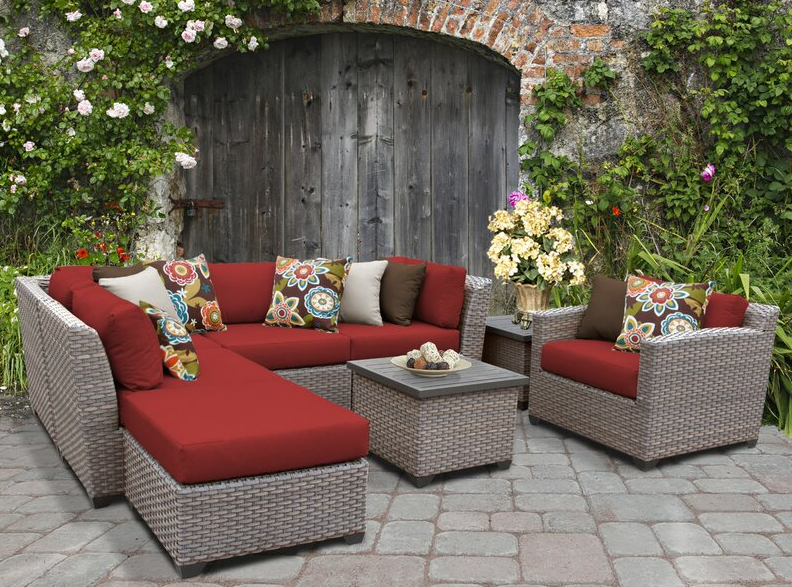Merlyn Wicker/Rattan 6 – Person Seating Group with Cushions