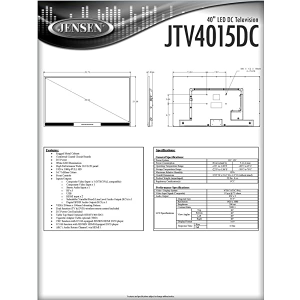 Jensen JTV4015DC Widescreen 40