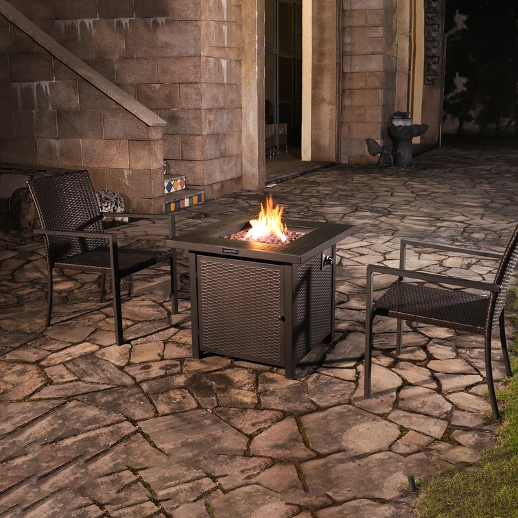 25'' H x 28'' W Propane Outdoor Fire Pit Table