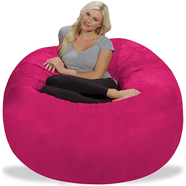 Chill Sack Bean Bag Chair: Giant 5' Memory Foam Furniture Bean Bag - Big Sofa with Soft Micro Fiber Cover - Navy Microsuede - Navy