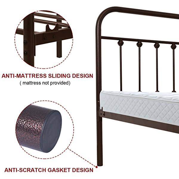 Black Metal Bed Frame Full Size with Headboard and Footboard Single Platform Mattress Base,Metal Tube and Iron-Art Bed(Full,Black) Full Black