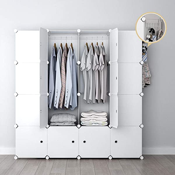 YOZO Cube Storage Organzier Portable Closet Wardrobe Bedroom Dresser (71x14x71 inches) Portable Closet Cube Shelf Armoire Pantry Cabinet, 25 Cubes, Blue 25Cubes Blue