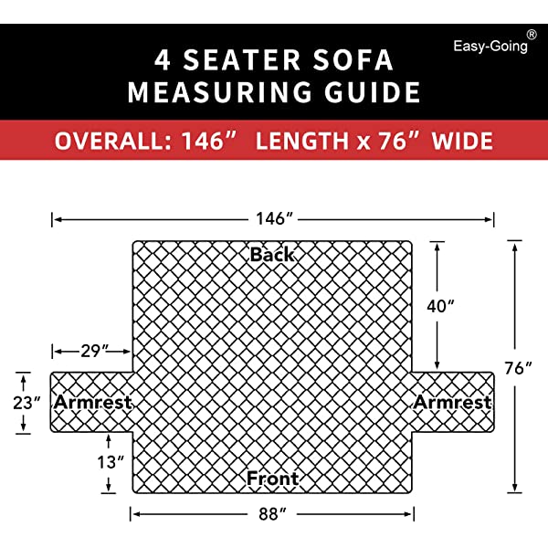 Easy-Going 4 Seater Sofa Slipcover Reversible Sofa Cover Water Resistant Couch Cover with Foam Sticks Elastic Straps Furniture Protector for Pets Kids Children Dog Cat(88'', Pink/Beige)