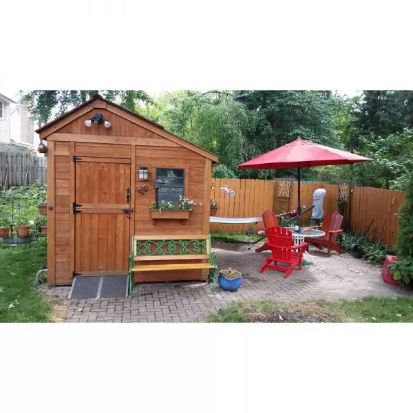 SUNSHED 8 FT. W X 8 FT. SOLID WOOD STORAGE SHED