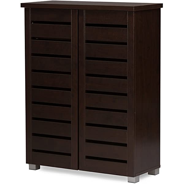 Wholesale Interiors Baxton Studio Adalwin Modern and Contemporary 2-Door Dark Brown Wooden Entryway Shoes Storage Cabinet