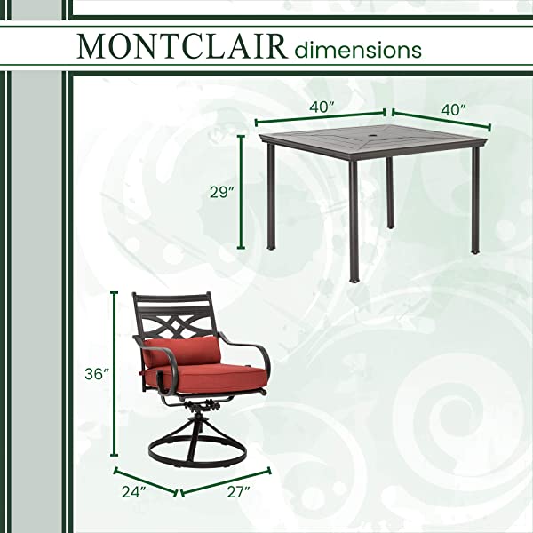 Hanover MCLRDN5PCSQSW4-CHL Montclair, Red Outdoor Furniture