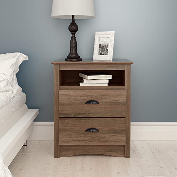 Prepac Fremont 2 Drawer Nightstand with Open Shelf, Espresso, Tall Espresso Fremont Nightstand