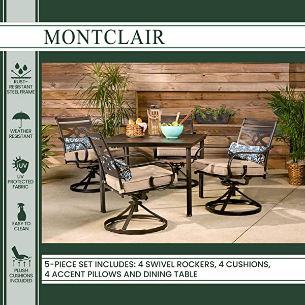 Hanover MCLRDN5PCSQSW4-CHL Montclair, Red Outdoor Furniture