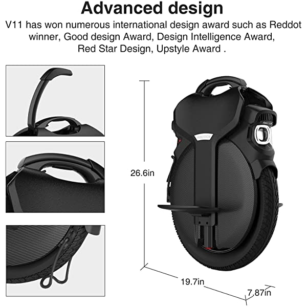 INMOTION V11 Electric Unicycle – Off-Road One-Wheel Adult Unicycle – Self-Balancing Unicycle Wheel – 18-inch One-Wheel with Built-in Air Suspension – Powerful 2200W Motor and 31mph Max Speed