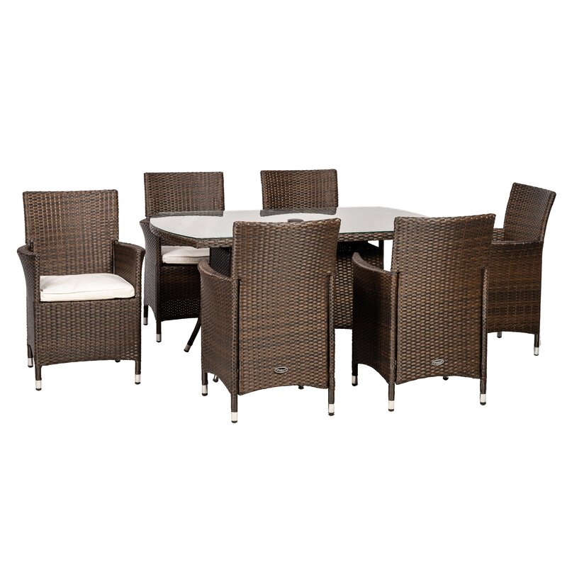 【Furniture】Rectangular 6 - Person 150Cm Long Dining Set with Cushions