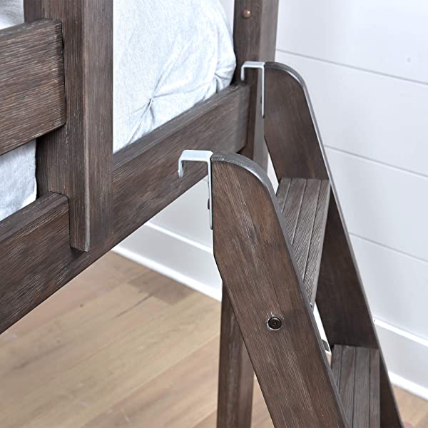 Max & Lily Twin Low Loft Bed with Staircase, White White Low Loft + Staircase Bed