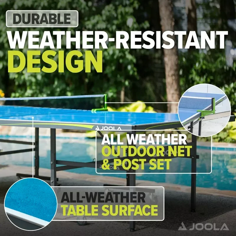 OUTDOOR TABLE TENNIS TABLE NOVA - FOLDABLE OUTDOOR TABLE TENNIS TABLE FOR OUTDOOR AND INDOOR USE - WATERPROOF ALUMINUM SURFACE WITH WEATHERPROOF TABLE TENNIS NET AND POSTS-S
