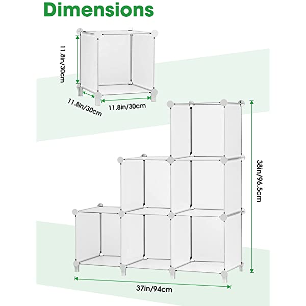 Puroma Cube Storage Organizer 6-Cube Closet Storage Shelves with Wooden Mallet DIY Closet Cabinet Bookshelf Plastic Square Organizer Shelving for Home, Office, Bedroom - Black Black Medium