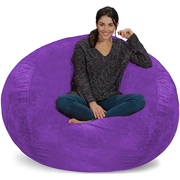 Chill Sack Bean Bag Chair: Giant 5' Memory Foam Furniture Bean Bag - Big Sofa with Soft Micro Fiber Cover - Navy Microsuede - Navy