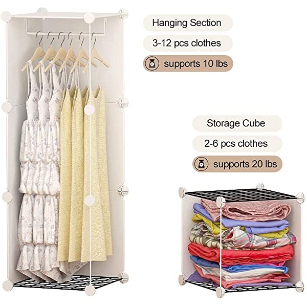 YOZO Cube Storage Organzier Portable Closet Wardrobe Bedroom Dresser (71x14x71 inches) Portable Closet Cube Shelf Armoire Pantry Cabinet, 25 Cubes, Blue 25Cubes Blue