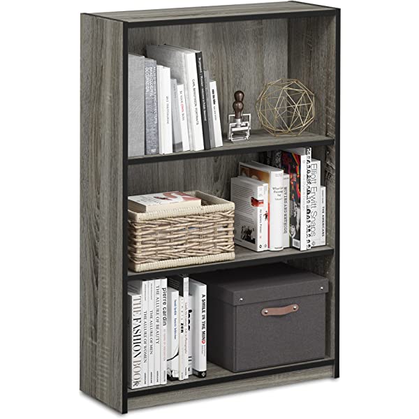 FURINNO JAYA Simple Home 3-Tier Adjustable Shelf Bookcase, White White 3-Tier Bookcase