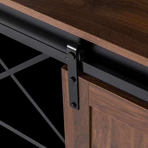 Glitzhome Wood Rustic Wine Cabinet 2-Sections Bar Cabinet with Wine Storage 31.5”L Sideboard Table with Drawers Wood Sideboard with Wine Display for Kitchen Dining Room 2 piece