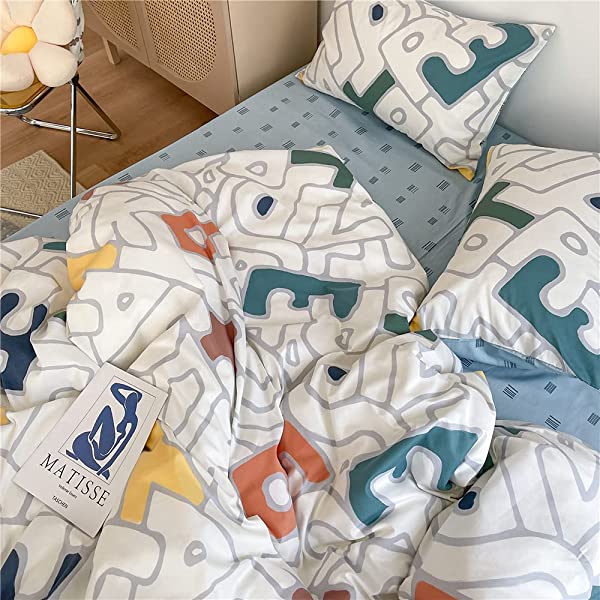 New Cartoon Animals Elephant Print Duvet Cover Sets for Kids 100% Cotton Reversible Soft 3 Pieces Kids Bedding Duvet Cover Pillowcases Kawaii Cloud Bedding Sets, Queen/Full Full/Queen (1 Duvet Cover + 2 Pillowcases) Multi A00 Elephant Bunny Balloon
