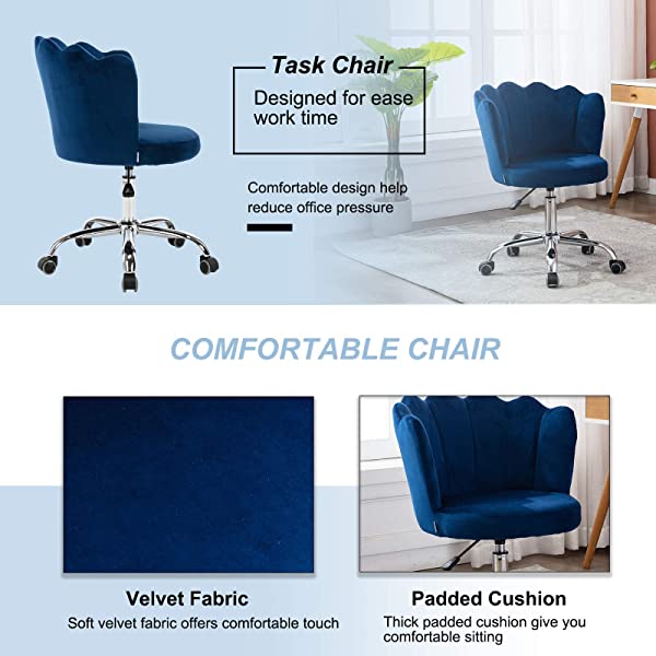 MTFY Modern Home Office Swivel Chair, Shell Desk Chair with Adjustable Height, Upholstered Ergonomic Computer Desk Chair Leisure Task Chair Accent Armchair for Office, Living Room,Bedroom (Beige)