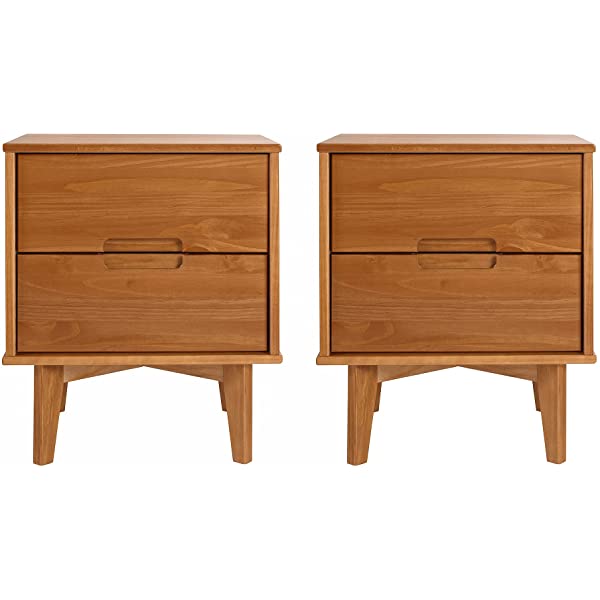 Walker Edison Mid Century Modern Grooved Handle Wood Dresser Bedroom Storage Drawer Organizer Closet Hallway, 6 Drawer, Caramel Caramel 1 pack 6 Drawer