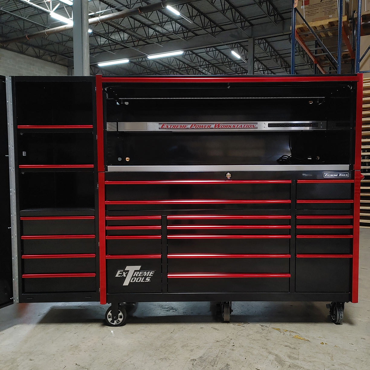 used toolboxScratch and Dent C Extreme Tools 72 x 30 21 Drawers Professional Roller Cabinet, Extreme Power Workstation Hutch & Side Cabinet Combo C SD-EX7230HRLBKRD