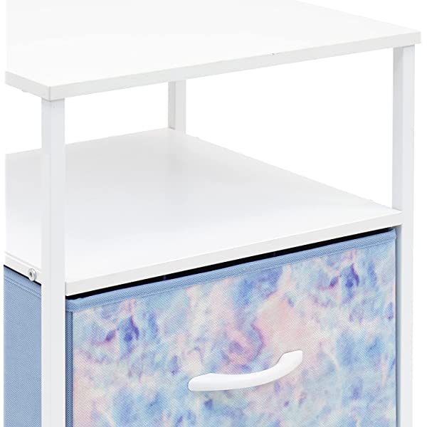 Sorbus Nightstand 1-Drawer Shelf Storage- Bedside Furniture & Accent End Table Chest for Home, Bedroom, Office, College Dorm, Steel Frame, Wood Top, Easy Pull Fabric Bins (Rustic Wood)