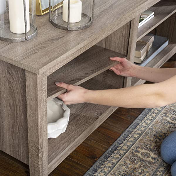 Walker Edison Wren Classic 4 Cubby TV Stand for TVs up to 65 Inches, 58 Inch, Black Black 58 InchTV Stand