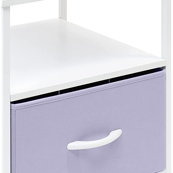 Sorbus Nightstand 1-Drawer Shelf Storage- Bedside Furniture & Accent End Table Chest for Home, Bedroom, Office, College Dorm, Steel Frame, Wood Top, Easy Pull Fabric Bins (Rustic Wood)