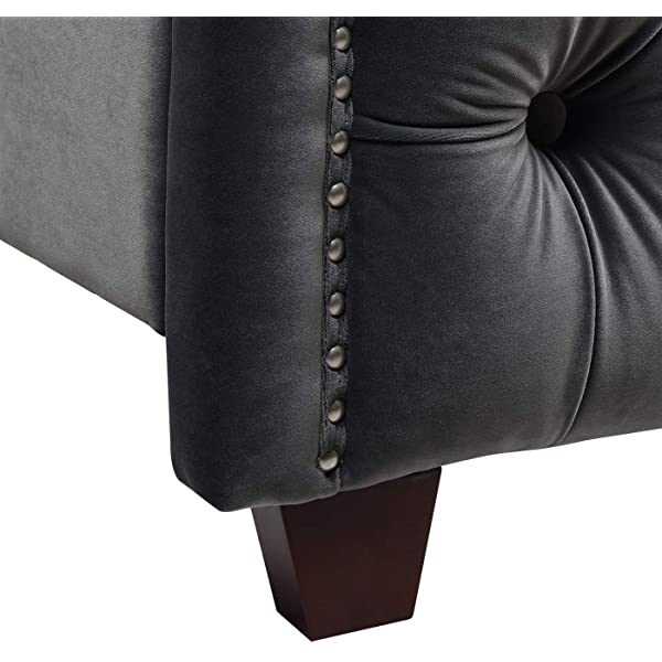 Jennifer Taylor Home Marcella Collection Queen Wingback Tufted Hand-Applied Nail Heads Upholstered Bed, Antique White Antique White Queen