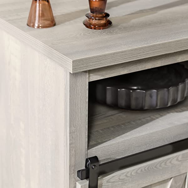 Walker Edison Richmond modern farmhouse sliding barn door TV stand for up to 52 inches, white and rustic oak white without fireplace 52 inches TV