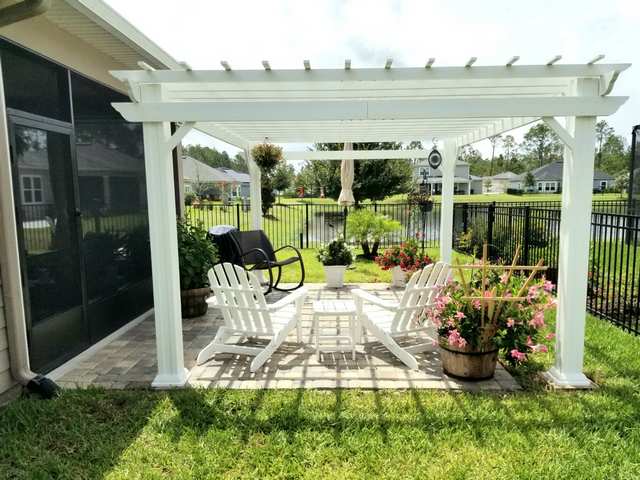 14' x 10' White Steel Traditional Pergola with Sail Shade Soft Canopy