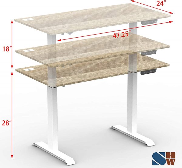 SHW 55-inch (approximately 143.1 cm) large electric height-adjustable vertical table, 137.1 x 71.4 cm, oak color