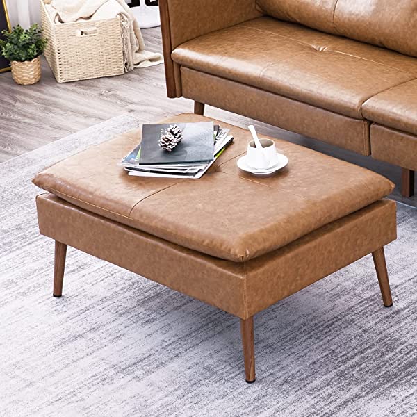 Vonanda Faux Leather Sofa Couch, Modern Tufted 3-Seater Sofa with Clean Lines and Upholstered Artificial Leather for Compact Living Space, Chestnut Brown 3-seater sofa Chestnut Brown