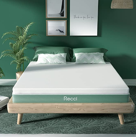 RECCI 2 inch mattress cover queen size, pressure memory foam mattress cover to relieve back pain, foam mattress cover with removable and washable cover