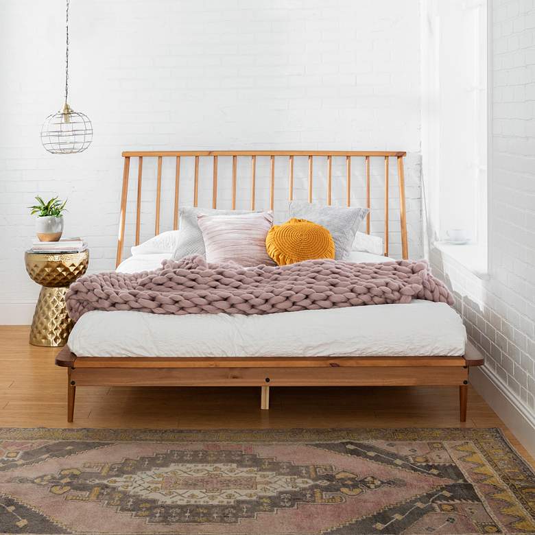 Garrison Caramel Solid Pine Wood Queen Spindle Bed
