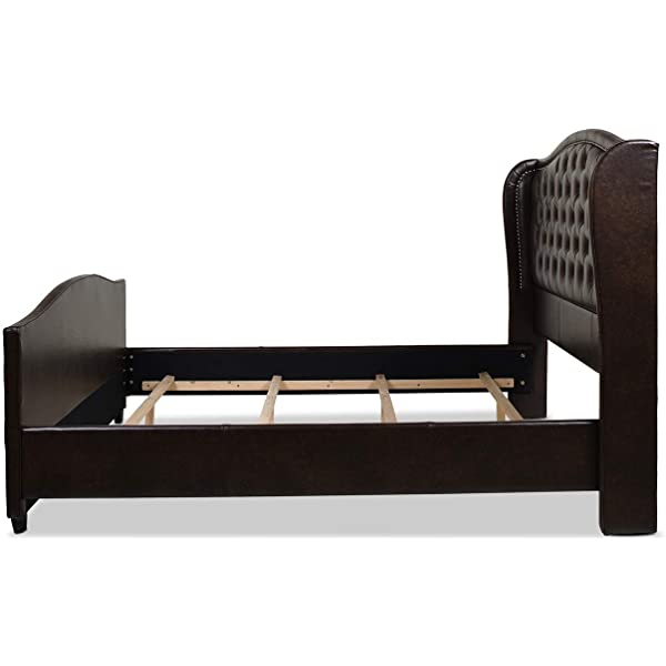 Jennifer Taylor Home Marcella Collection Queen Wingback Tufted Hand-Applied Nail Heads Upholstered Bed, Antique White Antique White Queen