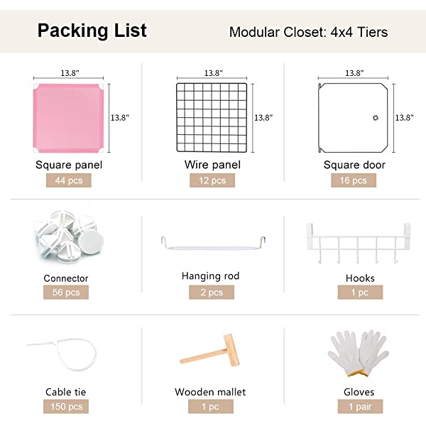 YOZO Cube Storage Organzier Portable Closet Wardrobe Bedroom Dresser (71x14x71 inches) Portable Closet Cube Shelf Armoire Pantry Cabinet, 25 Cubes, Blue 25Cubes Blue