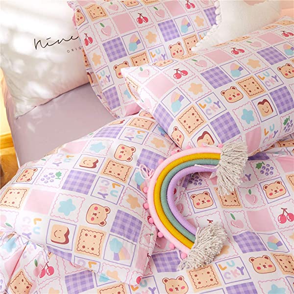 New Cartoon Animals Elephant Print Duvet Cover Sets for Kids 100% Cotton Reversible Soft 3 Pieces Kids Bedding Duvet Cover Pillowcases Kawaii Cloud Bedding Sets, Queen/Full Full/Queen (1 Duvet Cover + 2 Pillowcases) Multi A00 Elephant Bunny Balloon