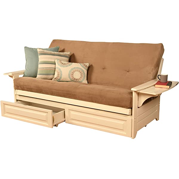 Kodiak Furniture Futon Set, Full, White Suede Navy
