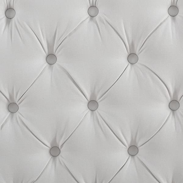 Jennifer Taylor Home Marcella Collection Queen Wingback Tufted Hand-Applied Nail Heads Upholstered Bed, Antique White Antique White Queen