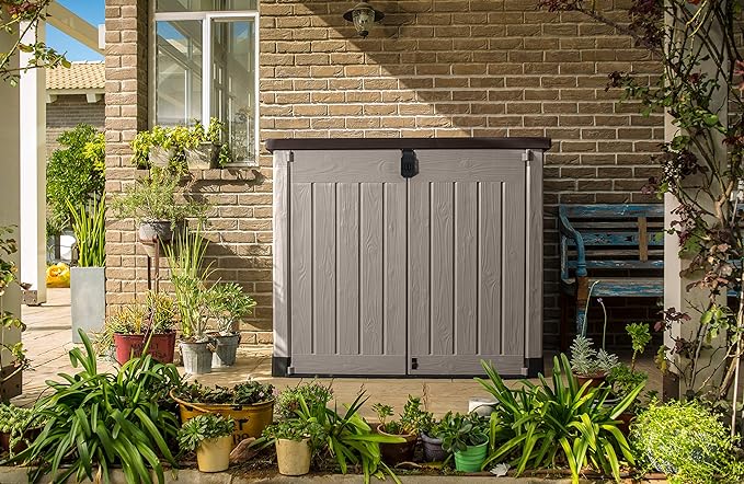 Keter 249319 Store it Out Nova Outdoor Garden Storage Shed, 32 x 71.5 x 113.5 cm, Dark Grey with Light Grey Lid