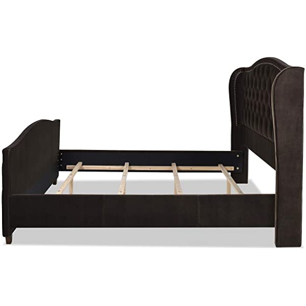 Jennifer Taylor Home Marcella Collection Queen Wingback Tufted Hand-Applied Nail Heads Upholstered Bed, Antique White Antique White Queen